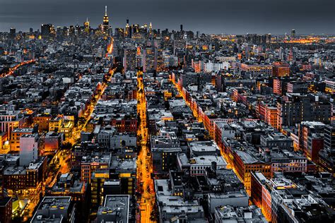 Aerial View Of New York City At Night Photograph By Mihai