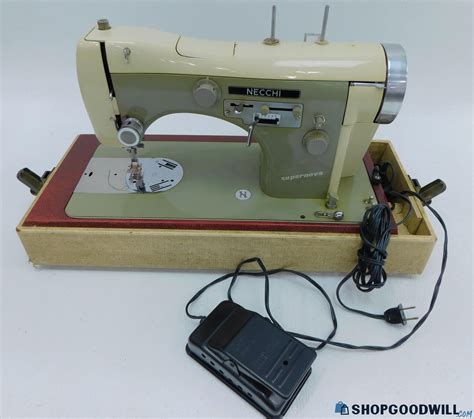 Vintage Necchi Bu Supernova Sewing Machine With Pedal And Case
