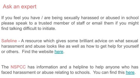 Sexual Harassment In School Tutorial Pshe Teaching Resources