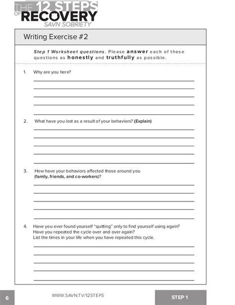 Printable Celebrate Recovery Worksheets