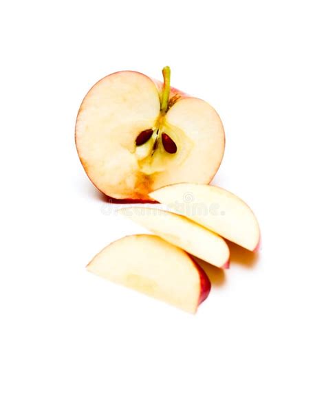 Red Apple And Slices Stock Photo Image Of Fruit White 7335638