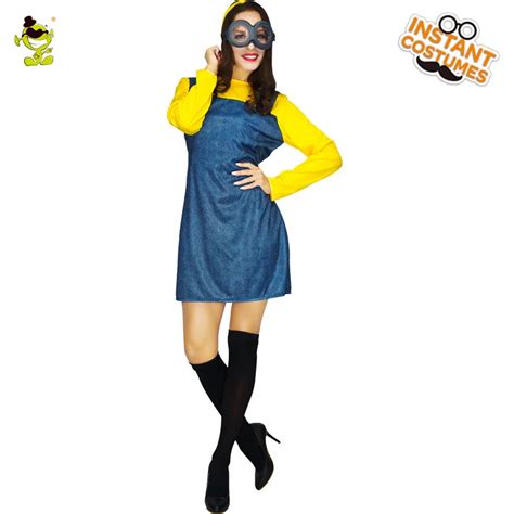 Adult Womens Sexy Minions Costumes With Glasses Carnival Party Hot Anime Character Funny