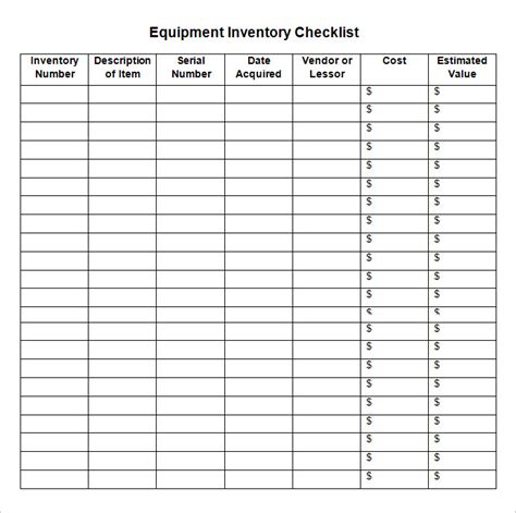Inventory Checklist Template Free Word Excel Pdf Documents Download
