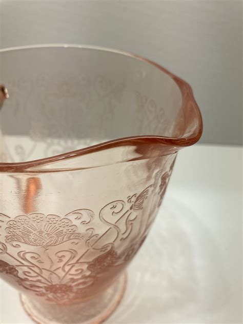 Vintage Pink Glass Pitcher Hazel Atlas Florentine Poppy Etsy