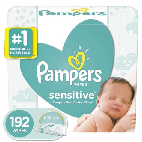 Pampers Baby Wipes Sensitive Unscented 3 Refill Packs 192 Total Wipes