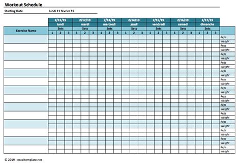 Workout Schedule Template