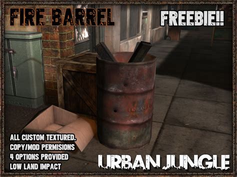 Second Life Marketplace Fire Barrel Urban Jungle Free T