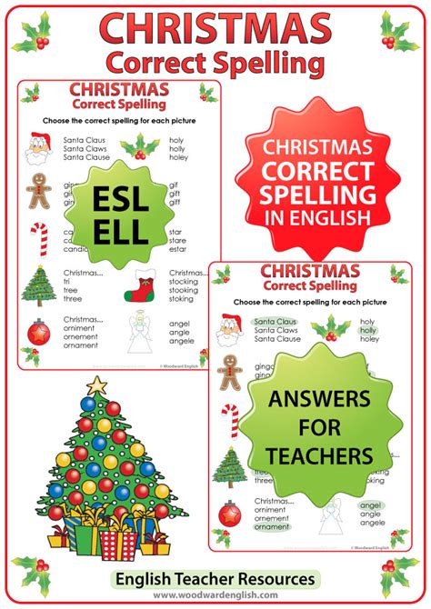 357 free christmas worksheets, coloring sheets, printables and word searches. Christmas English Spelling Worksheet | Woodward English