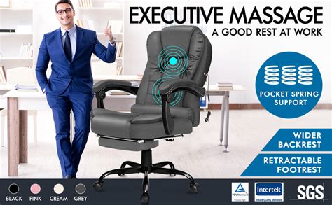 elfordson executive office chair massage for home office ergonomic computer desk chairs with