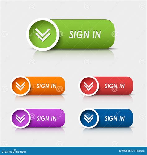 Colored Rectangular Web Buttons Sign In Stock Vector Illustration Of