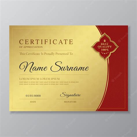 Premium Vector Golden And Red Certificate And Diploma Design Template