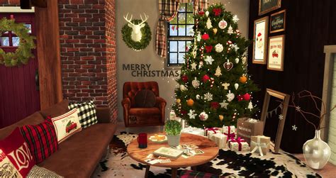 Sims 4 Christmas Cottage 紅色聖誕夜 Rubys Home Design