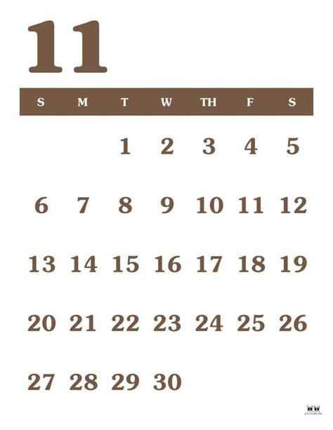 Printable November 2022 Calendar Style 40 Free Thanksgiving
