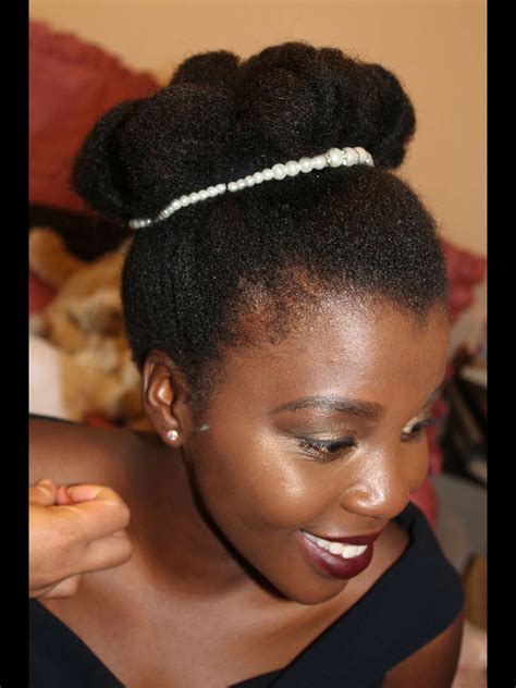 I think this hairstyle would be a perfect protective style for here is a simple protective hairstyle on 4c natural hair. Natural hair 4c prom updo | Natural hair styles, Braids ...