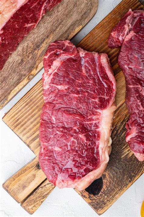 Sirloin Steak Uncooked Beef Meat On White Background Stock Photo