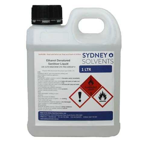 Ethanol Denatured Alcohol 1 Litre Sydney Solvents