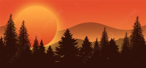 รูปพระอาทิตย์ตกเงาสีแดงพื้นหลังป่าพระอาทิตย์ตก พระอาทิตย์ตกดิน เงา พระอาทิตย์ตกภาพพื้นหลัง