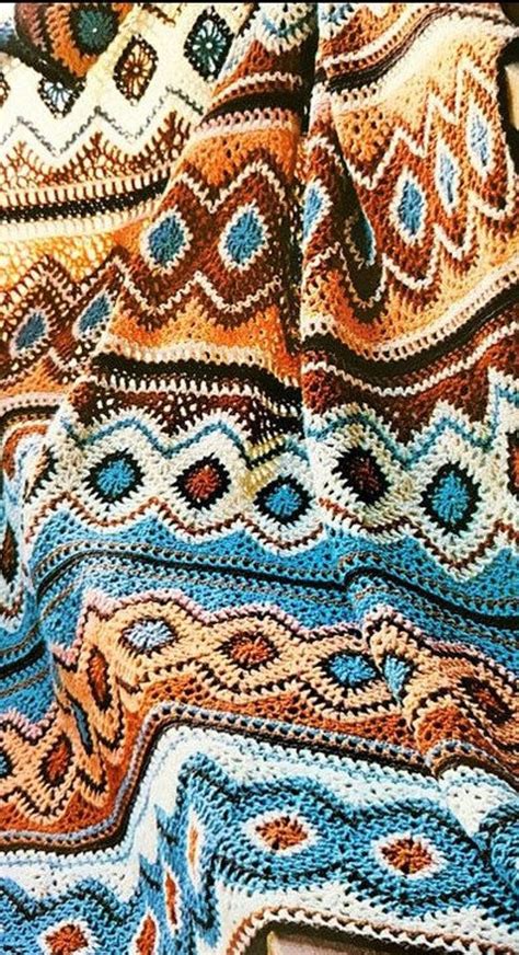 This crochet blanket pattern was inspired by the arm knitting video that has been doing the rounds on the. Navajo Crochet Pattern Vintage Crochet Navajo Afghan ...