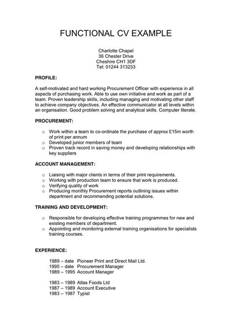 Functional Cv Example In Word And Pdf Formats Functional Resume