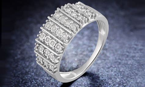 Up To 79 Off On 1 10 CTTW Diamond Band In Silver Groupon Goods