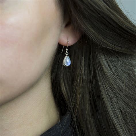 Sterling Silver Dangly Moonstone Teardrop Earrings By Martha Jackson