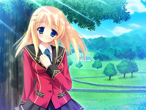 Wallpaper Anime Girl Sad Tree Park Spring 1600x1200 Goodfon