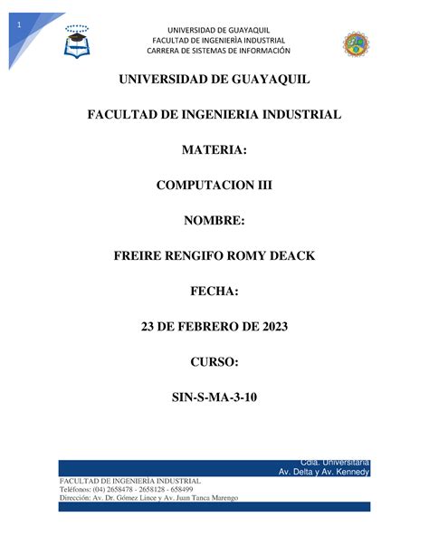 Tarea 1 P2 Investigación Universidad De Guayaquil Facultad De