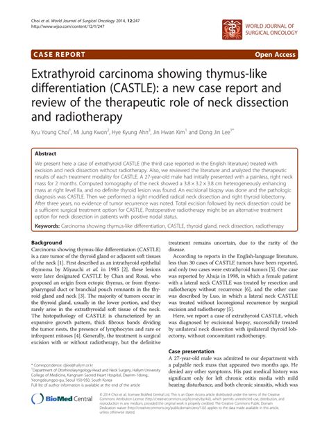 Pdf Extrathyroid Carcinoma Showing Thymus Like Differentiation