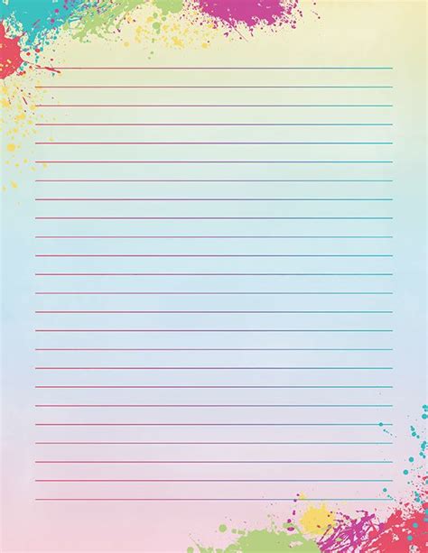 Free Printable Colorful Paint Splatter Stationery In  And Pdf