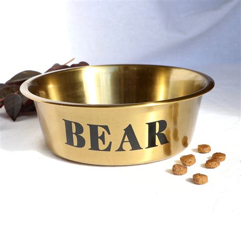 Personalised Gold Stainless Steel Pet Bowl Custom Made For Etsy