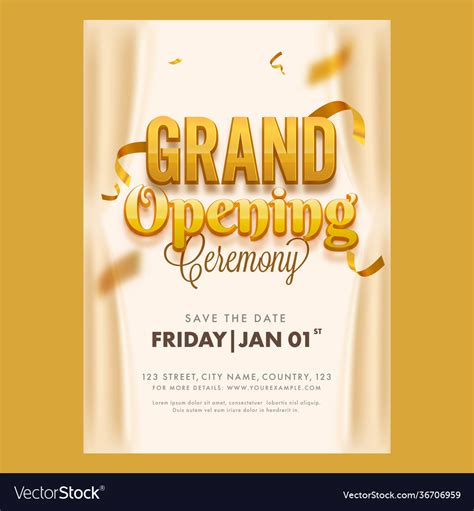 Grand Opening Ceremony Flyer Or Template Design Vector Image