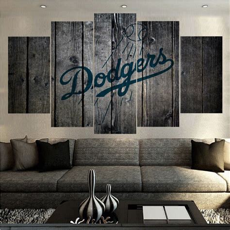 Los Angeles Dodgers Logo Sport 5 Piece Canvas Hd Prints Painting Wall