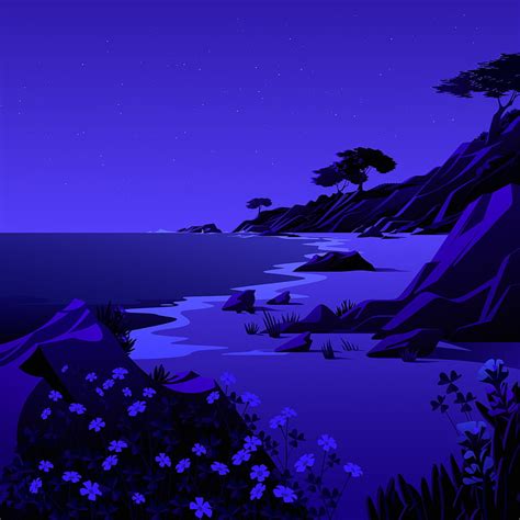 Macos Big Sur Digital Art Beach Outdoors Night Flowers Plants