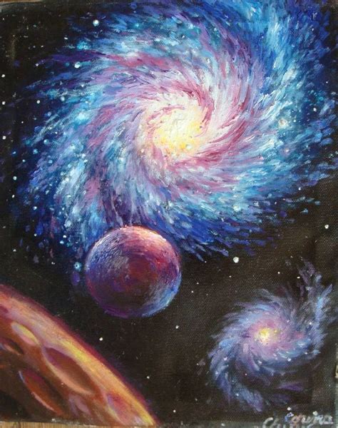 Galaxy Oil On Canvas Painting By Corinazone On Deviantart Planet