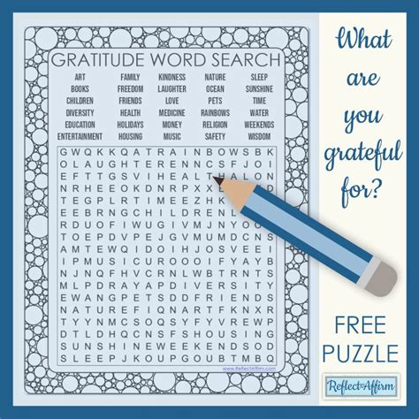 Gratitude Word Search Puzzle Free Pdf Reflect Affirm In 2021