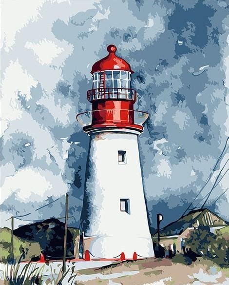 Lighthouse Mountain Landscape Paint By Number Paint By Numbers For