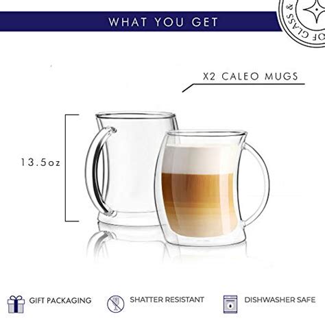 joyjolt caleo collection double wall insulated glass coffee cups set of 2 13 ounces pricepulse