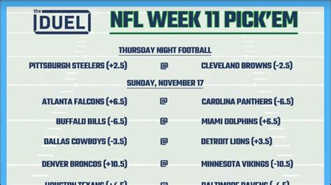 Printable Nfl Weekly Pick Em Sheets For Week 11