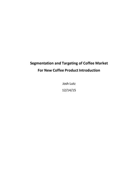 Segmentation Of The Coffee Market Pdf