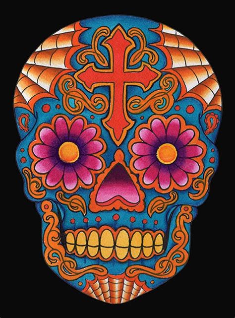 Dia Skull By Lil Chris Canvas Giclee Art Print Day Of The Dead Sugar Skull Painting Giclee