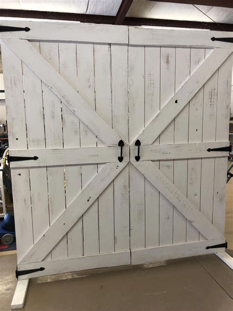 White Distressed Wooden Barn Doors With Hinges Wooden Barn Doors
