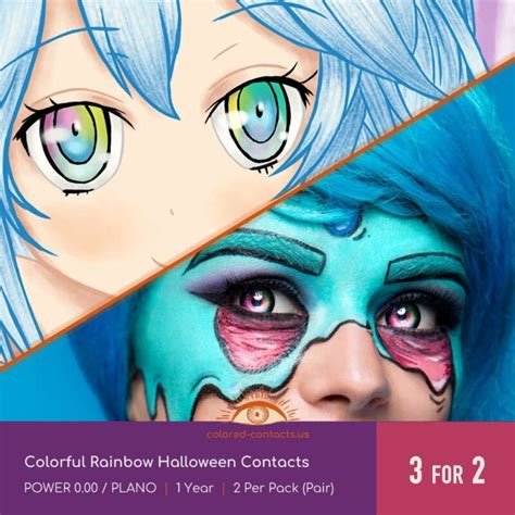 Colorful Rainbow Halloween Contacts Colored Contact Lenses Colored Contacts Colored