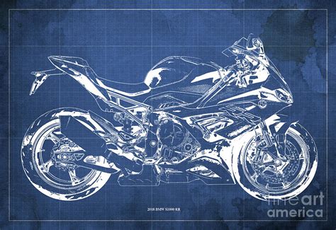 2018 Bmw S1000 Rr Blueprint Motorcycles Blueprints Vintage Blue