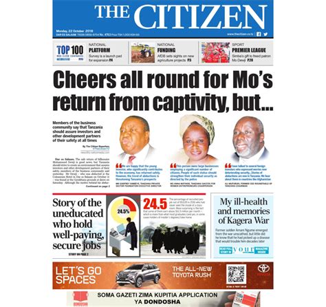 About the citizen english online newspaper : Tanzanian Today's Newspapers MAGAZETI YA LEO JUMATATU 22nd ...