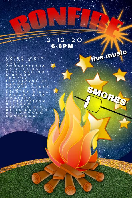 Bonfire Campfire Smores Event Flyer Template Postermywall