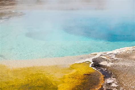hot spring in yellowstone morning glory pool in yellowstone national park of wyoming stock