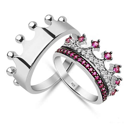 King And Queencrown Ringcrown Ring Setgold Crown Ring925k Silver