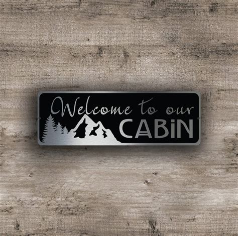 Our collection of metal and tin outdoor signs will add an original flair to your porch, patio, pool, deck or garden. Welcome to our cabin sign | Classic Metal Signs