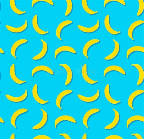 Seamless Pattern With Colorful Fruit Of Fresh Yellow Bananas Concept