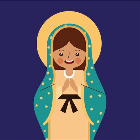 Premium Vector Cartoon Of The Virgin Of Guadalupe With Their Hands